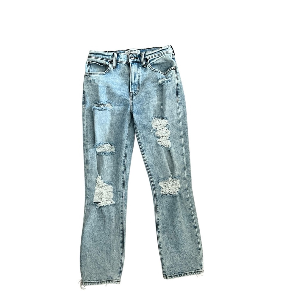 Abercrombie & Fitch Light Blue Distressed Straight Leg Jeans